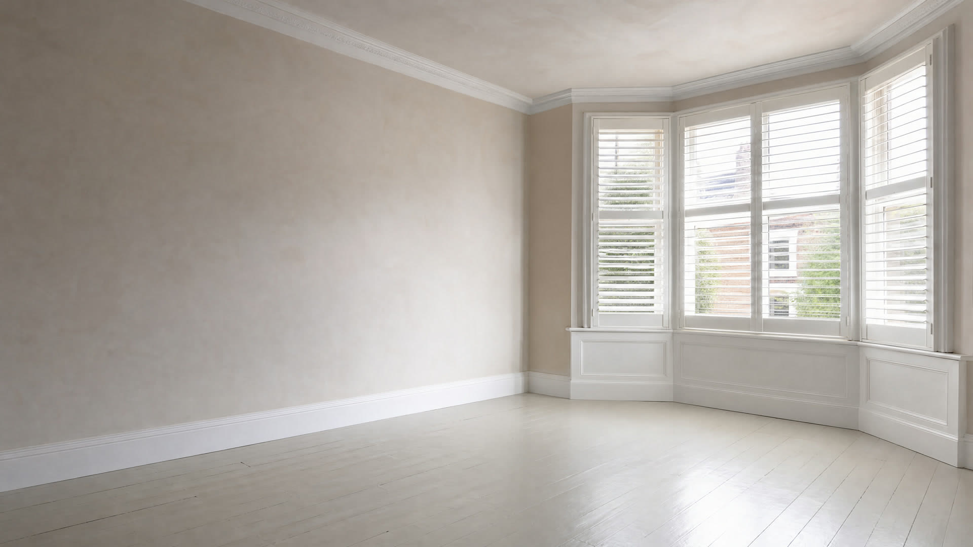 Smooth freshly plastered room wall